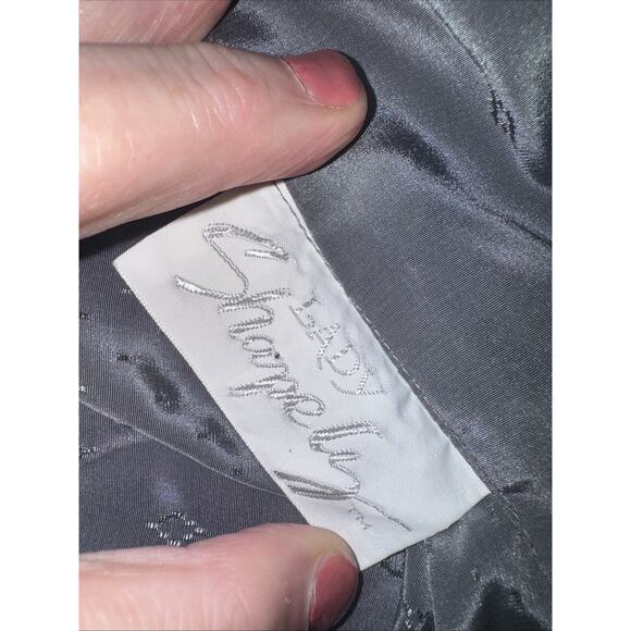 Lady Shapely Vintage Silver Blouse 3X Gray Silky Tie at Neck - Picture 5 of 5